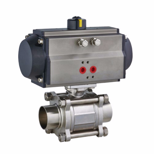 Pneumatic three-piece ball valve